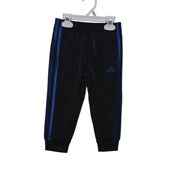 Adidas Toddler Boys 2T Black Track Pants Blue Stripe Athletic Joggers NWT - Picture 6 of 10